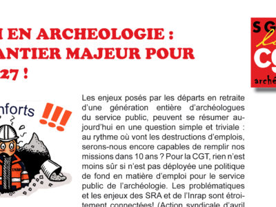 SGPA-CGT CULTURE – EMPLOI EN ARCHEOLOGIE – Novembre 2022