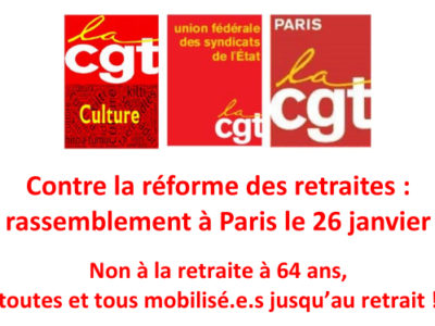Contre la réforme des retraites : rassemblement à Paris le 26 janvier