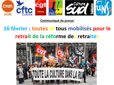 16 février : toutes et tous mobilisés pour le retrait de la réforme des retraites