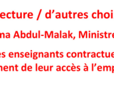 Courrier à Rima Abdul-Malak, Ministre de la Culture au sujet des enseignants contractuels des ENSA