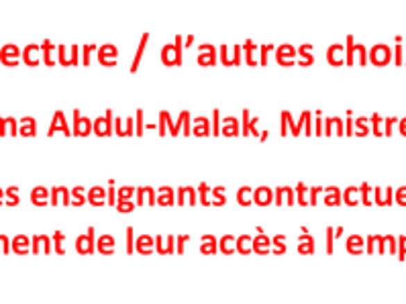 Courrier à Rima Abdul-Malak, Ministre de la Culture au sujet des enseignants contractuels des ENSA