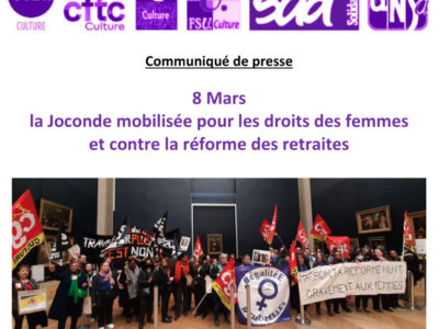 8 Mars, la Joconde mobilisée pour les droits des femmes et contre la réforme des retraites