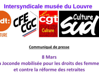 8 Mars, la Joconde mobilisée pour les droits des femmes et contre la réforme des retraites