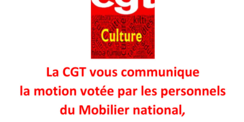 Motion de l’assemblée générale du Mobilier national, manufactures nationales des Gobelins, de Beauvais et de la Savonnerie, le 21 mars 2023
