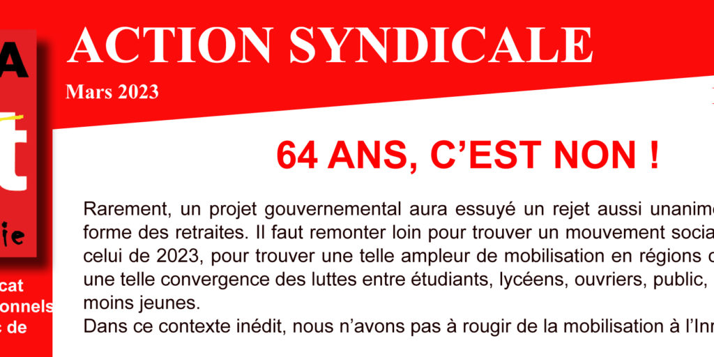 Archéo – Action Syndicale Mars 2023 – 64, c’est NON !