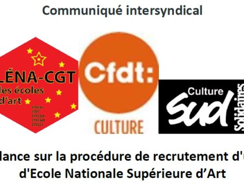 Alerte et vigilance sur la procédure de recrutement d’une direction d’Ecole Nationale Supérieure d’Art