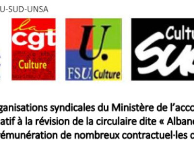 Signature par toutes les organisations syndicales de l’accord de méthode sur la négociation d’un accord relatif à la révision de la circulaire dite « Albanel »