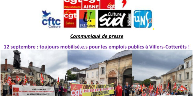 12 septembre : toujours mobilisé.e.s pour les emplois publics à Villers-Cotterêts !