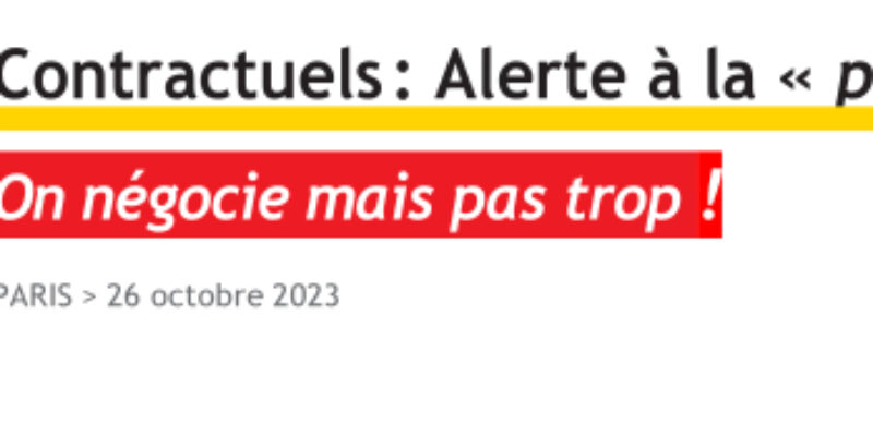 Contractuels : Alerte à la « primette » !