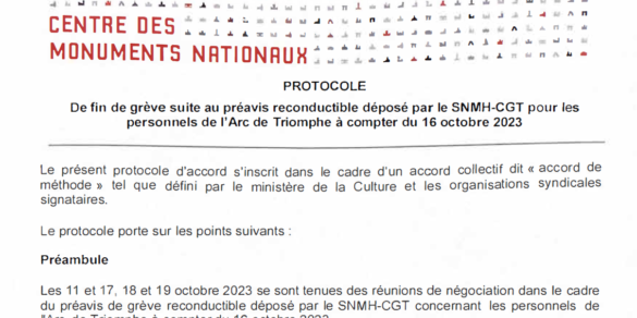 Après 4 jours de grève à l’Arc de Triomphe : Encore un triomphe de la mobilisation des agents !