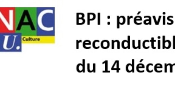 BPI : préavis de grève SGAC-CGT / SNAC FSU