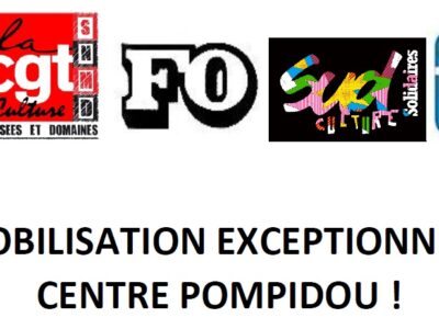 UNE MOBILISATION EXCEPTIONNELLE AU CENTRE POMPIDOU !