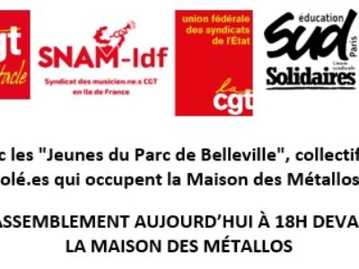 Solidarité avec les « Jeunes du Parc de Belleville », collectif de mineur.es isolé.es qui occupent la Maison des Métallos !