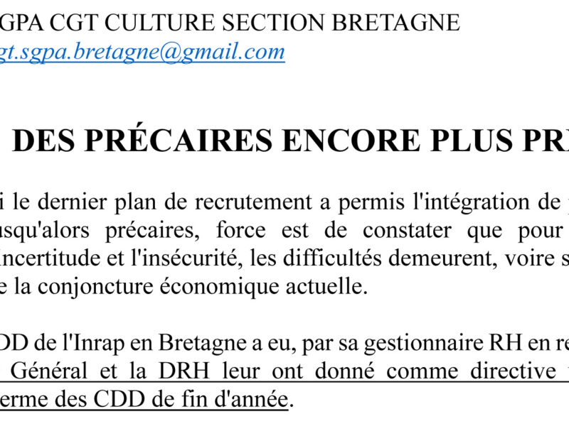 SGPA CGT Bretagne – Des précaires plus précaires